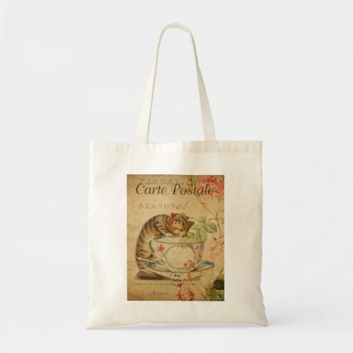 Vintage kitty cat pet stylish kitten retro    tote bag