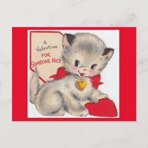 Vintage Kitty Cat Valentine Postcard