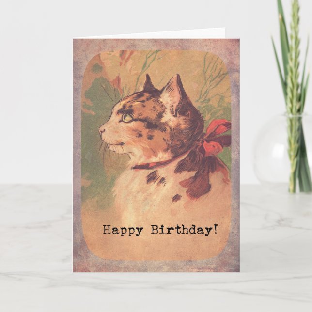 Vintage Kitty, Happy Birthday Card (Front)