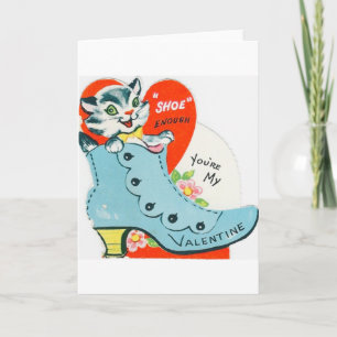 Vintage Kitty In Boot Valentine Holiday Card
