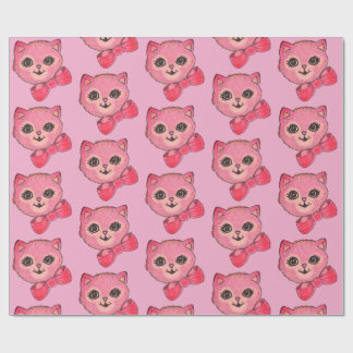 Vintage Kitty Pink Wrapping Paper