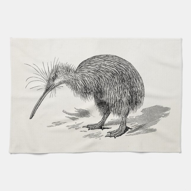 Vintage Kiwi Bird Antique Birds Template Towel (Horizontal)