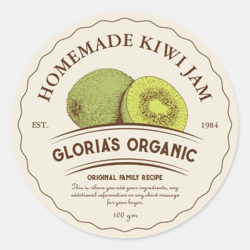 Vintage Kiwi Fruit Jam Custom Product Label