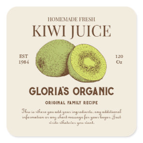 Vintage Kiwi Fruit Juice Custom Product Label