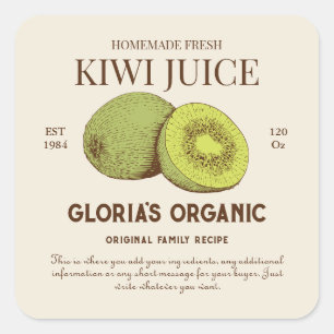 Vintage Kiwi Fruit Juice Custom Product Label