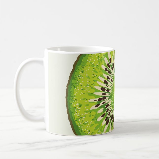 Vintage kiwi slice pattern. coffee mug (Left)