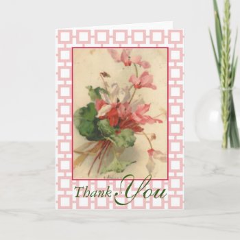 Vintage Klein Pink Cyclamen Flowers Thank You by MagnoliaVintage at Zazzle