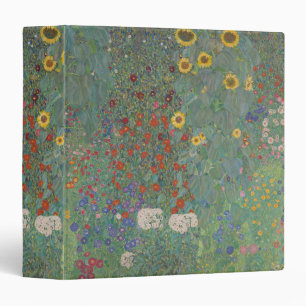 Vintage Klimt Farm Garden Sunflowers Floral Art 3 Ring Binder