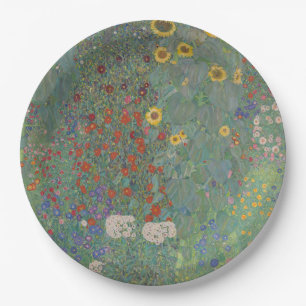 Vintage Klimt Farm Garden Sunflowers Floral Art Paper Plates