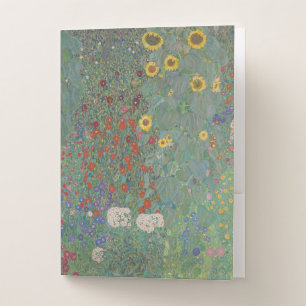 Vintage Klimt Farm Garden Sunflowers Floral Art Pocket Folder