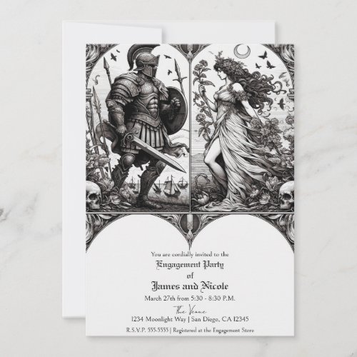 Vintage Knight  Beautiful Maiden Engagement Party Invitation