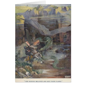 Vintage - Knight Fighting A Dragon  by AsTimeGoesBy at Zazzle