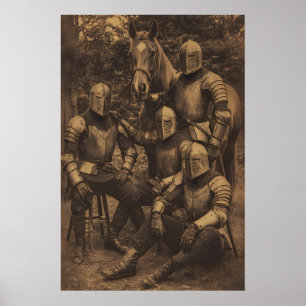 Vintage Knight & Horse Portrait Medieval Gothic Poster