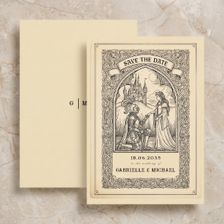 Vintage Knight Medieval Sketch Save The Date Card