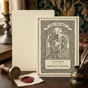 Vintage Knight Medieval Sketch Save The Date Card