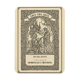 Vintage Knight Medieval Sketch Save The Date Card Magnet