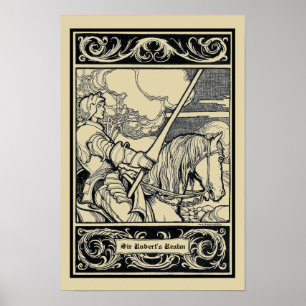 Vintage Knight On Horse by W.H. Robinson Poster