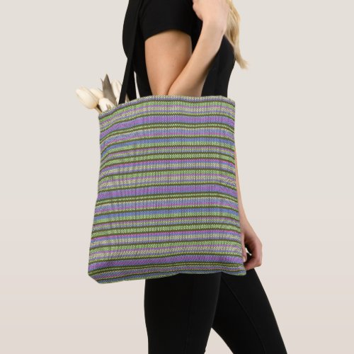 Vintage knitted pattern tote bag