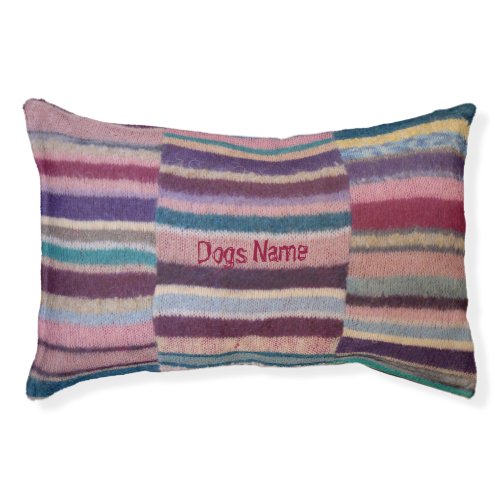 vintage knitted stripes colorful warm cosey pet bed