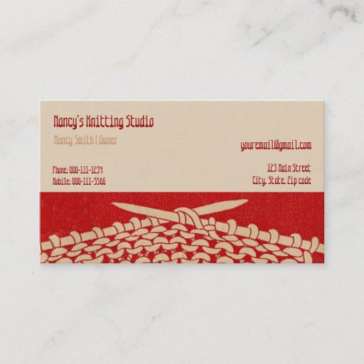 Customizable Vintage Knitting | Knitters Business Card Template