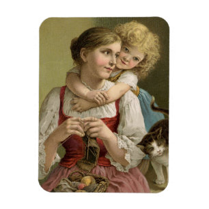 Vintage Knitting Mother Magnet