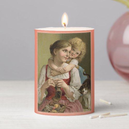 Vintage Knitting Mother Pillar Candle