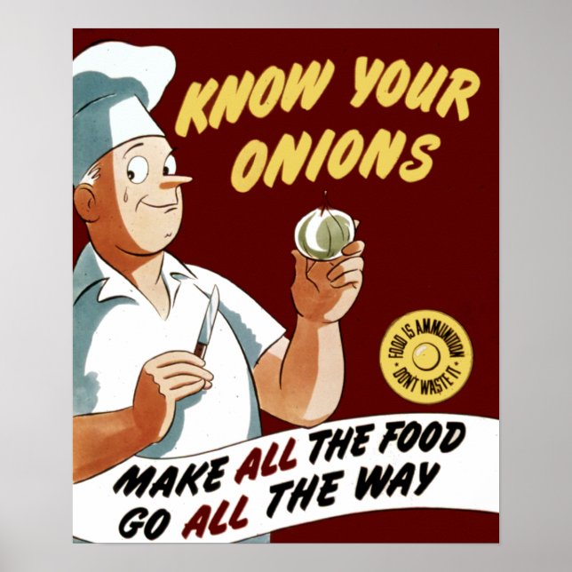 Vintage Know Your Onions Chef Poster (Front)