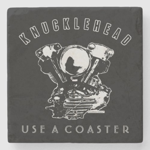 Vintage Knucklehead Motorcycle Engine Stone Coaster