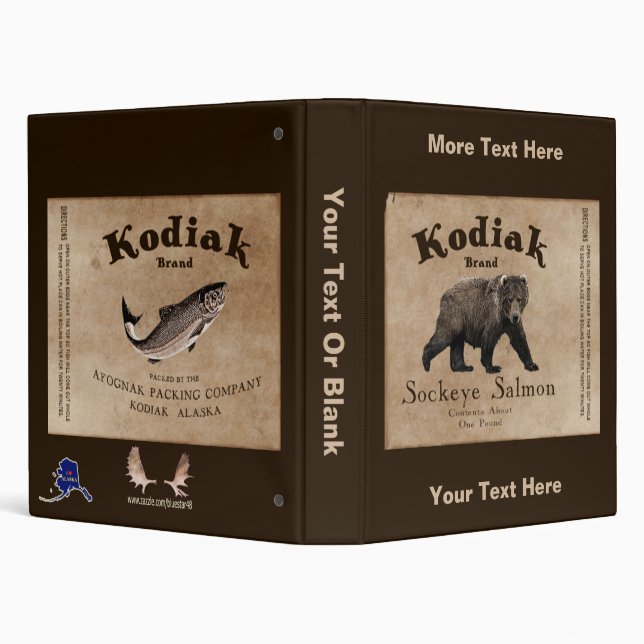 Vintage Kodiak Salmon Label 3 Ring Binder (Background)