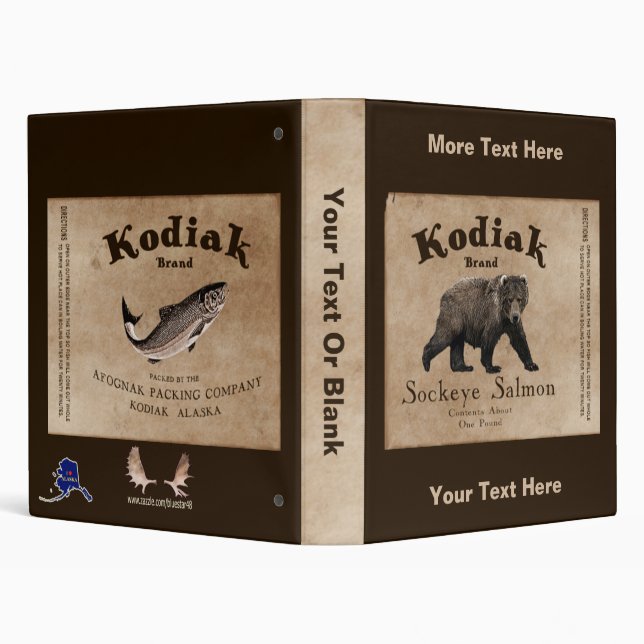 Vintage Kodiak Salmon Label 3 Ring Binder (Background)