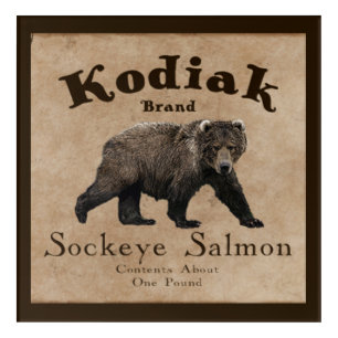 Vintage Kodiak Salmon Label (Bear) Acrylic Print