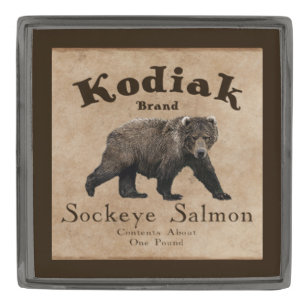 Vintage Kodiak Salmon Label (Bear) Gunmetal Finish Lapel Pin