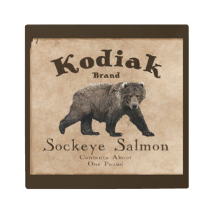 Vintage Kodiak Salmon Label (Bear) Metal Print