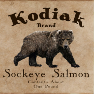 Vintage Kodiak Salmon Label (Bear) Statuette