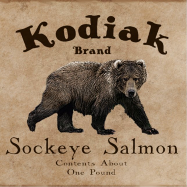Vintage Kodiak Salmon Label (Bear) Statuette (Front)