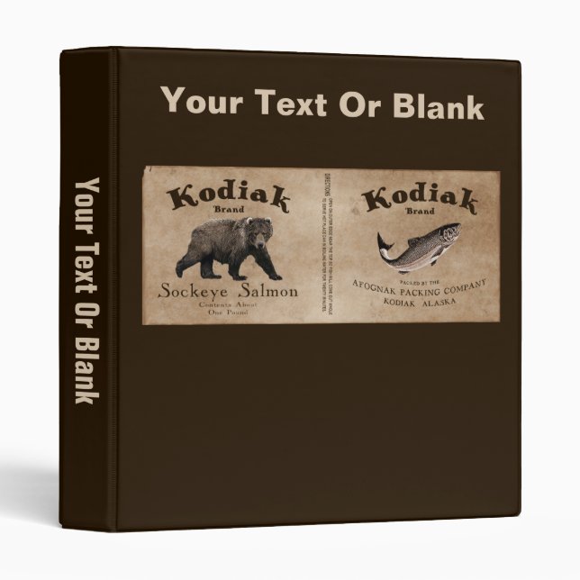 Vintage Kodiak Salmon Label Binder (Front/Spine)