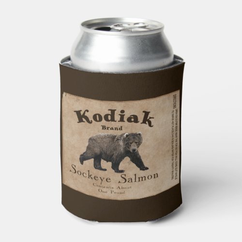 Vintage Kodiak Salmon Label Can Cooler