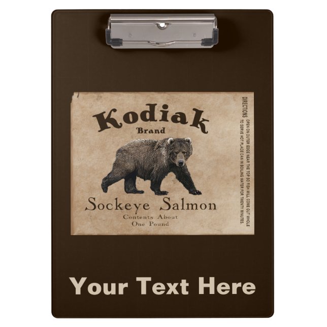 Vintage Kodiak Salmon Label Clipboard (Front)