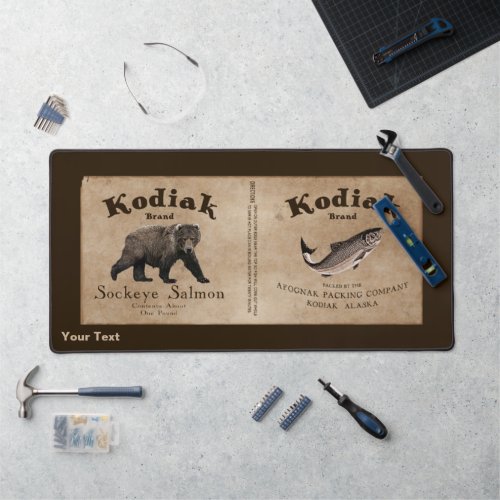 Vintage Kodiak Salmon Label Desk Mat