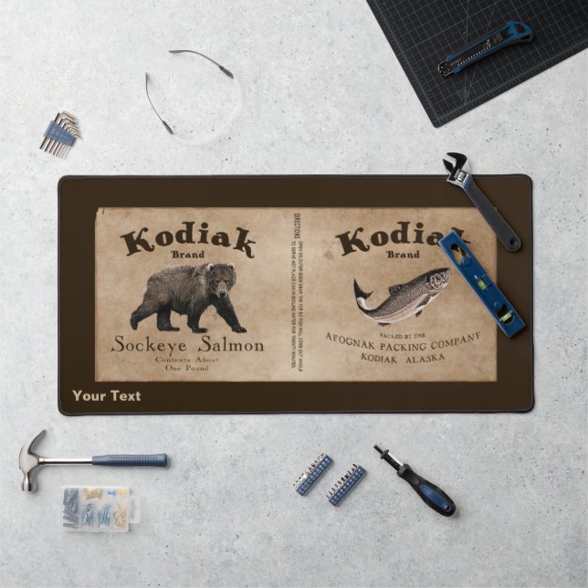 Vintage Kodiak Salmon Label Desk Mat (Workstation)