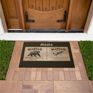 Vintage Kodiak Salmon Label Doormat