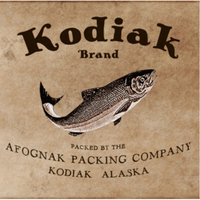 Vintage Kodiak Salmon Label (Fish) Statuette (Front)