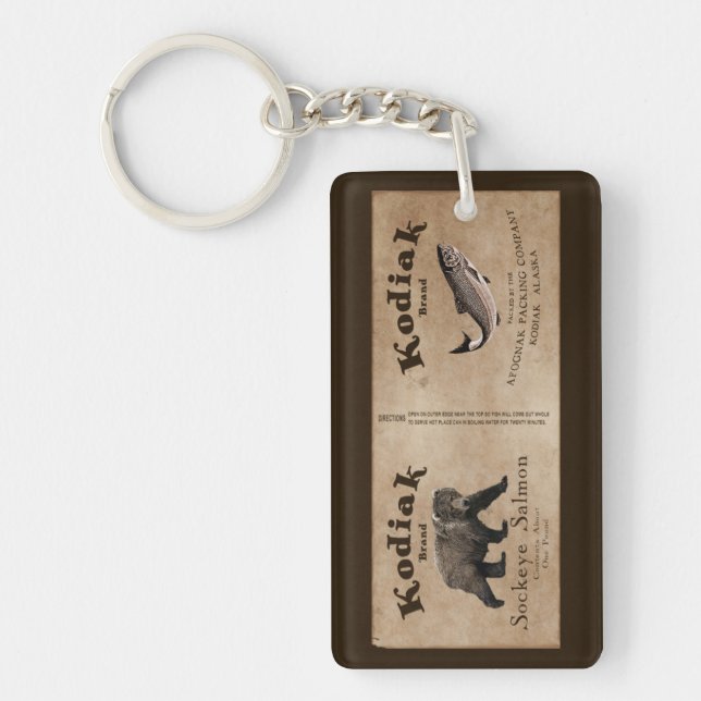 Vintage Kodiak Salmon Label Keychain (Front)