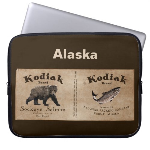 Vintage Kodiak Salmon Label Laptop Sleeve