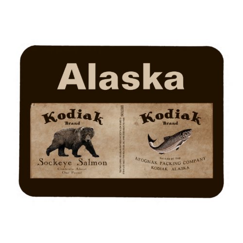 Vintage Kodiak Salmon Label Magnet