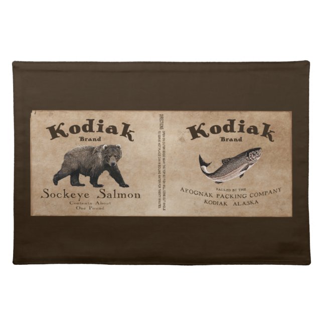 Vintage Kodiak Salmon Label Placemat (Front)