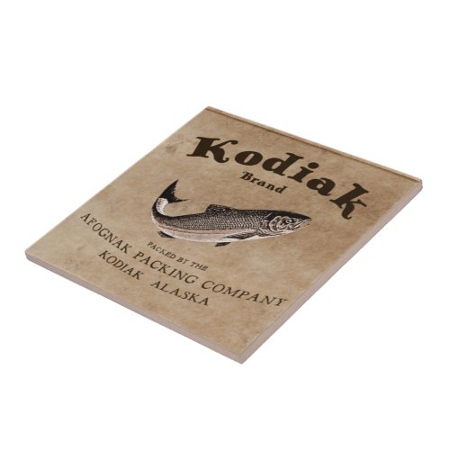 Vintage Kodiak Salmon Label Tile