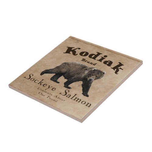 Vintage Kodiak Salmon Label Tile