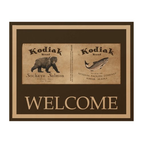 Vintage Kodiak Salmon Label _ Welcome Wood Wall Decor