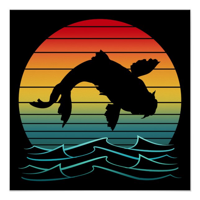 Vintage Koi Fish Sunset Scenery Poster (Front)